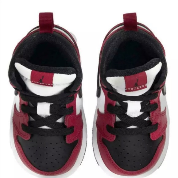 Nike Air Jordan 1 Mid (TD) 'Chicago Black Toe' Shoes 640735 069 Kids Sizes - Picture 6 of 8